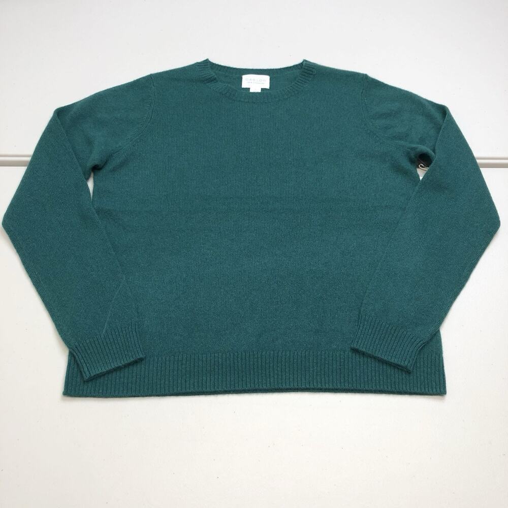 Caslon Women’s 100% Cashmere Crewneck Sweater Green Size Large